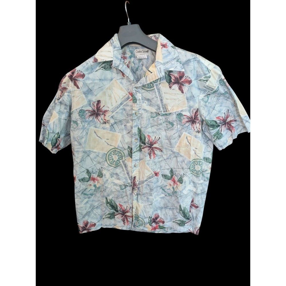 Cooke Street Hawaiian Shirt Adult Large  Floral Print Button Up Beach‎